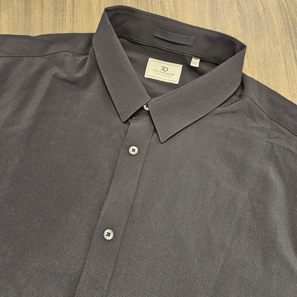 7 Diamonds Siena 4-Way Stretch Short Sleeve Shirt Gray XXL‎ SMK-7617 Mens